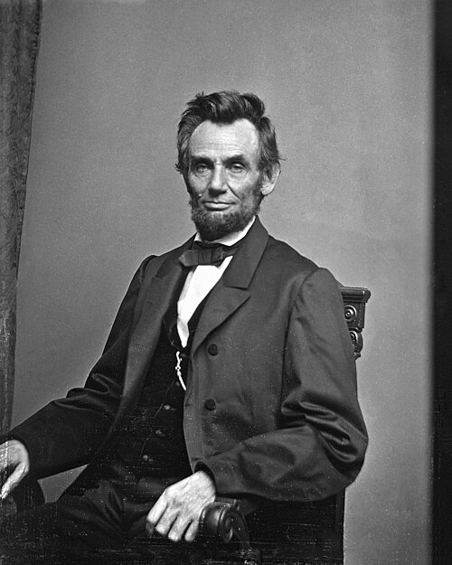 Abraham Lincoln, U.S. President. Seated portrait, facing front