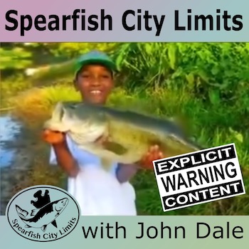 SCL show art with kid holding a huge bass he caught